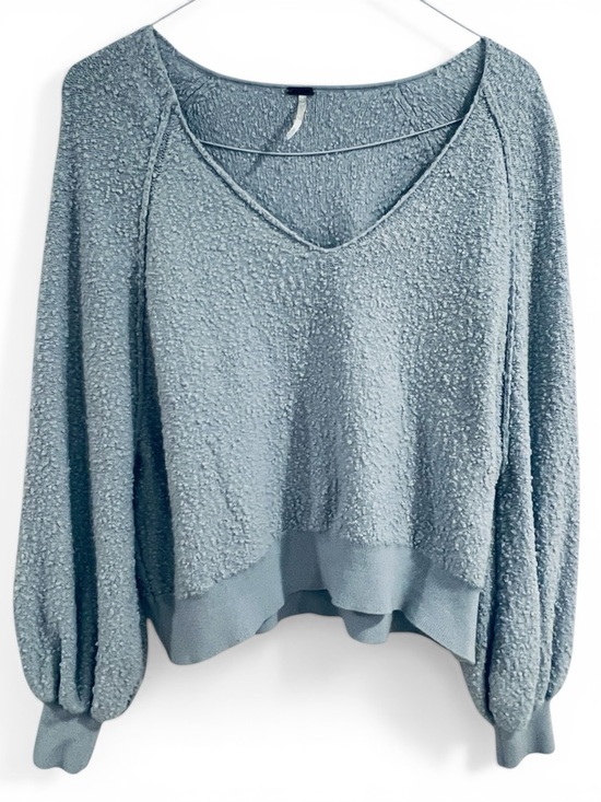 Free People Sweaters - Free People Boho Sky Blue Off the Shoulder Knit Slouchy Cropped Sweater